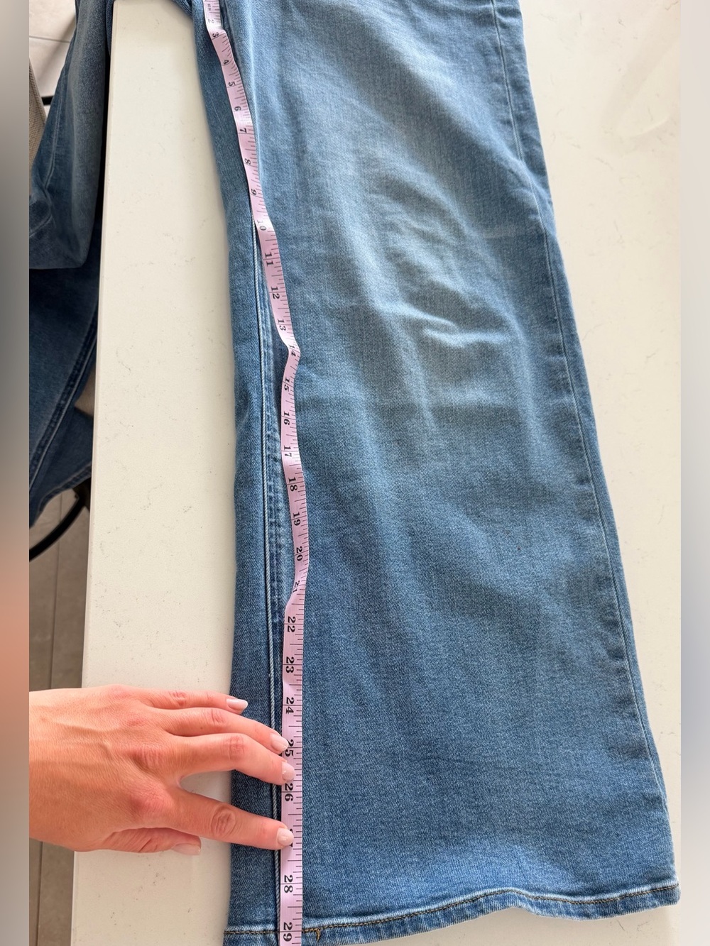 Quince women’s blue stretch high rise wide leg jeans size 31 - Picture 6 of 7